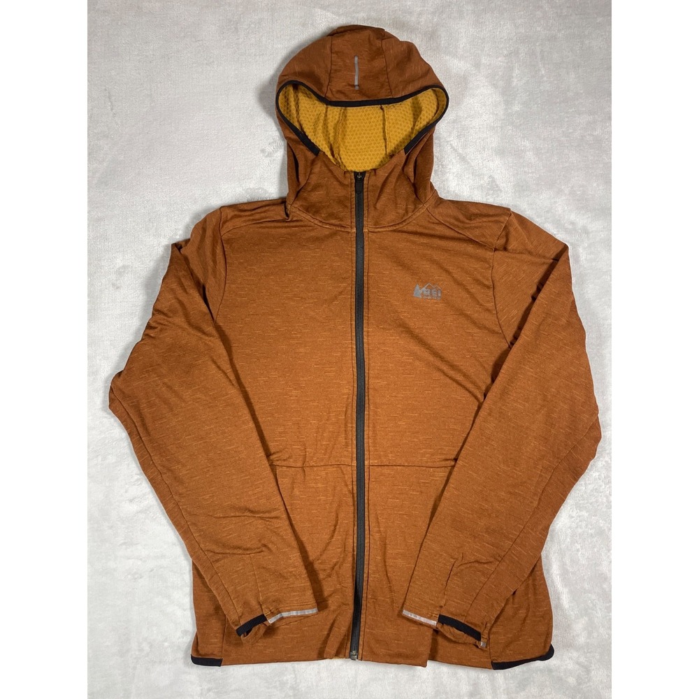 REI Co-op Hoodie Men Medium Brown Full Zip Performance Outdoor Hiking